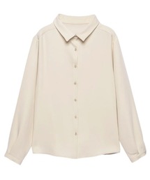 anuans ダブルサテンシャツ　ネイビー アニュアンス anuans ダブルサテンシャツブラウス （IVORY