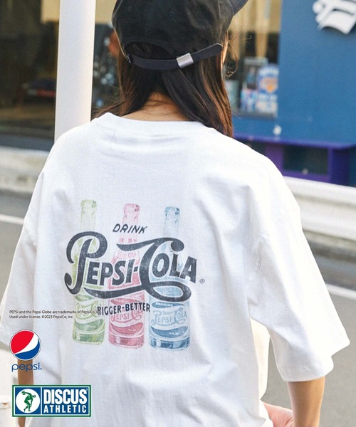 DISCUS ATHLETIC（ディスカス　アスレチック）の「【DISCUS ATHLETIC×PEPSI】コラボ ヴィンテージライク バックプリント/ロゴ刺繍 オーバーサイズ 半袖クルーネックTシャツ（Tシャツ/カットソー・レディース・ホワイト系3/ホワイト系1/ブラック系2/ブラック系1/ホワイト系2/ブラック系3・M）」の10枚目の写真