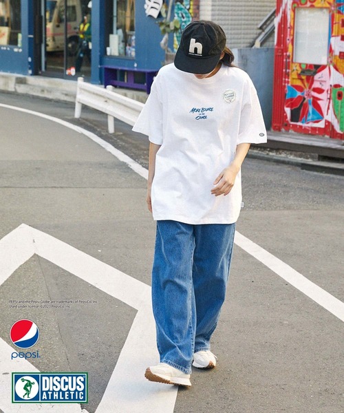 DISCUS ATHLETIC（ディスカス　アスレチック）の「【DISCUS ATHLETIC×PEPSI】コラボ ヴィンテージライク バックプリント/ロゴ刺繍 オーバーサイズ 半袖クルーネックTシャツ（Tシャツ/カットソー・レディース・ホワイト系3/ホワイト系1/ブラック系2/ブラック系1/ホワイト系2/ブラック系3・M）」の12枚目の写真