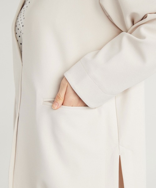【美品】CADUNE カットジョーゼットジャケット ノーカラー バックフリル 美品】CADUNE カットジョーゼットジャケット ノーカラー バック