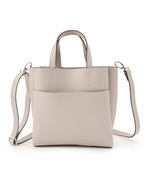 SHOO・LA・RUE（シューラルー）の「◆【取り外し可能なショルダーベルト付き】ふわっと軽い スクエア トートバッグ（トートバッグ・レディース・イエロー/グレー/アイボリー系4/ブラック・00）」の3枚目の写真