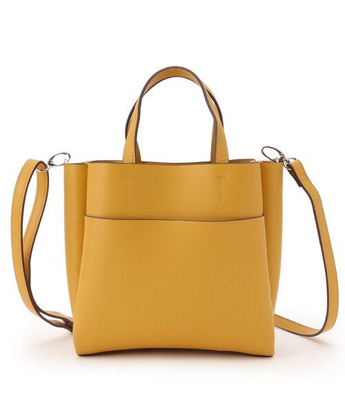 SHOO・LA・RUE（シューラルー）の「◆【取り外し可能なショルダーベルト付き】ふわっと軽い スクエア トートバッグ（トートバッグ・レディース・イエロー/グレー/アイボリー系4/ブラック・00）」の6枚目の写真