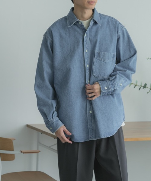 FORK&SPOON（フォークアンドスプーン）の「FORK&SPOON　デニムビッグシャツ（デニムジャケット・メンズ・ブルー系その他/ワンウォッシュ・4/5）」の11枚目の写真