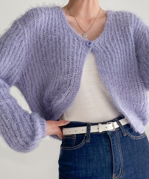 fd style(エフディ スタイル)の「ルーズフィットワンボタンカーディガン(カーディガン/ボレロ・レディース・White/PINK/Black/Beige/Purple/DK.Gray・FREE)」の9枚目の写真