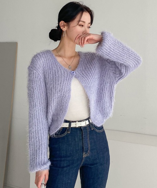 fd style(エフディ スタイル)の「ルーズフィットワンボタンカーディガン(カーディガン/ボレロ・レディース・White/PINK/Black/Beige/Purple/DK.Gray・FREE)」の11枚目の写真