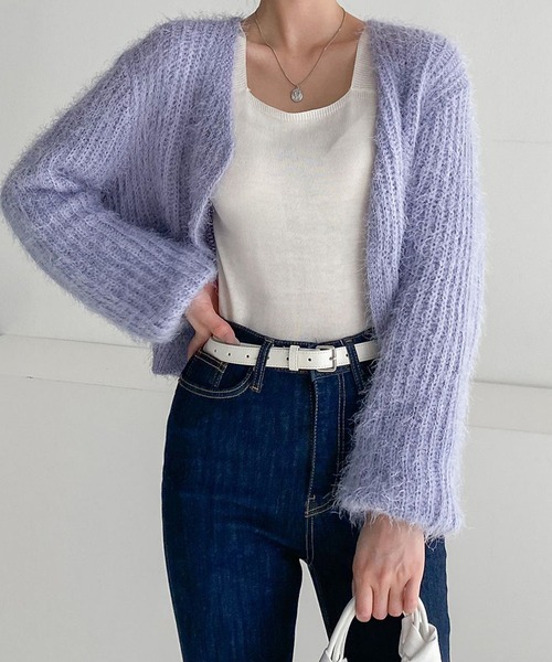 fd style(エフディ スタイル)の「ルーズフィットワンボタンカーディガン(カーディガン/ボレロ・レディース・White/PINK/Black/Beige/Purple/DK.Gray・FREE)」の12枚目の写真