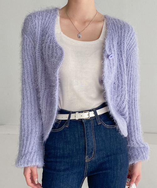 fd style(エフディ スタイル)の「ルーズフィットワンボタンカーディガン(カーディガン/ボレロ・レディース・White/PINK/Black/Beige/Purple/DK.Gray・FREE)」の14枚目の写真