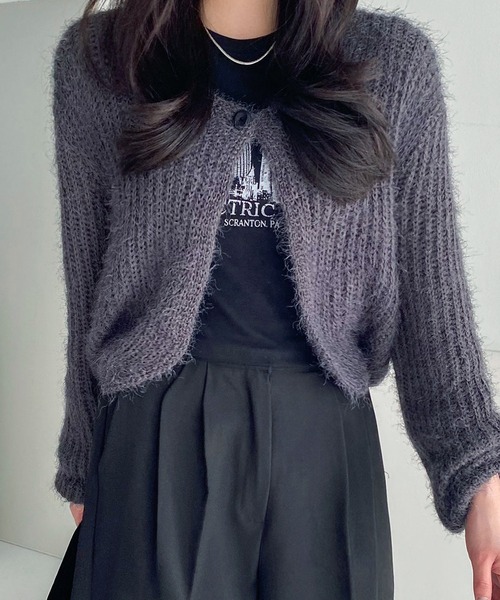 fd style(エフディ スタイル)の「ルーズフィットワンボタンカーディガン(カーディガン/ボレロ・レディース・White/PINK/Black/Beige/Purple/DK.Gray・FREE)」の15枚目の写真