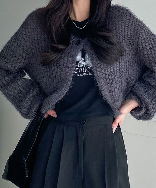 fd style(エフディ スタイル)の「ルーズフィットワンボタンカーディガン(カーディガン/ボレロ・レディース・White/PINK/Black/Beige/Purple/DK.Gray・FREE)」の18枚目の写真