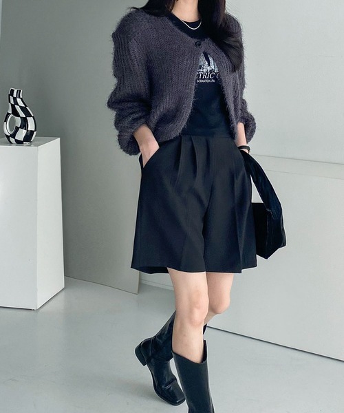 fd style(エフディ スタイル)の「ルーズフィットワンボタンカーディガン(カーディガン/ボレロ・レディース・White/PINK/Black/Beige/Purple/DK.Gray・FREE)」の20枚目の写真