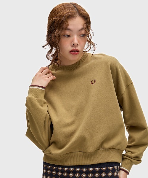 FRED PERRY(フレッドペリー)の「【先行予約受付中】Tipped Sweatshirt/ティップラインスウェットシャツ(スウェット・レディース・ブラック/ホワイト/コーラル/ピンク/ベージュ/ブラウン/オートミール/ネイビー/ブラウン系その他/ブラック系その他・10)」の1枚目の写真