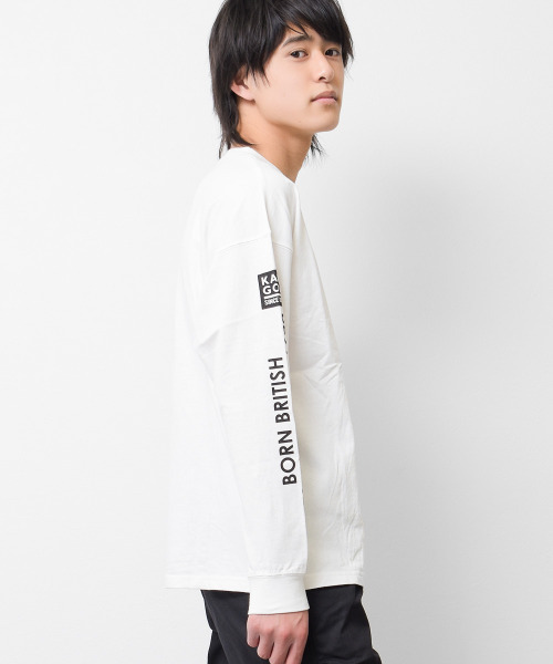 KANGOL KIDS（カンゴールキッズ）の「KANGOL 別注袖プリントロングTシャツ（Tシャツ/カットソー・キッズ・ライトグレー/ブラック/オフホワイト・140/150/160/130/120）」の6枚目の写真