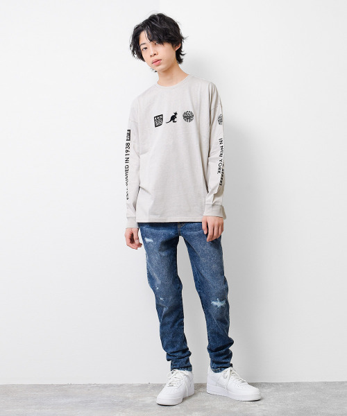 KANGOL KIDS（カンゴールキッズ）の「KANGOL 別注袖プリントロングTシャツ（Tシャツ/カットソー・キッズ・ライトグレー/ブラック/オフホワイト・140/150/160/130/120）」の11枚目の写真