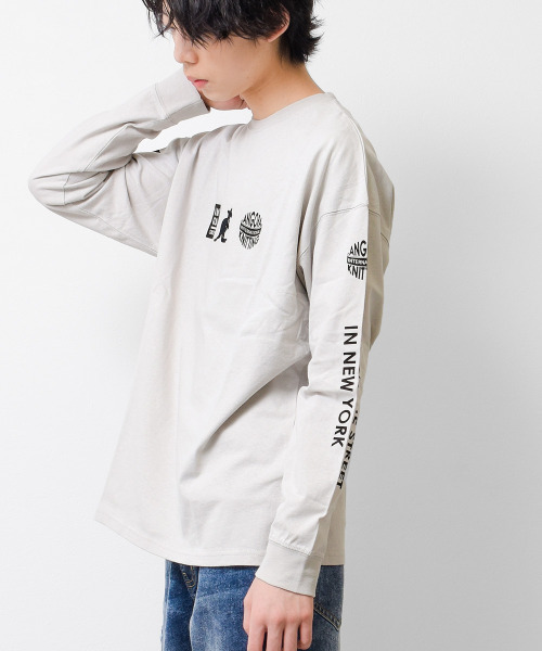 KANGOL KIDS（カンゴールキッズ）の「KANGOL 別注袖プリントロングTシャツ（Tシャツ/カットソー・キッズ・ライトグレー/ブラック/オフホワイト・140/150/160/130/120）」の12枚目の写真