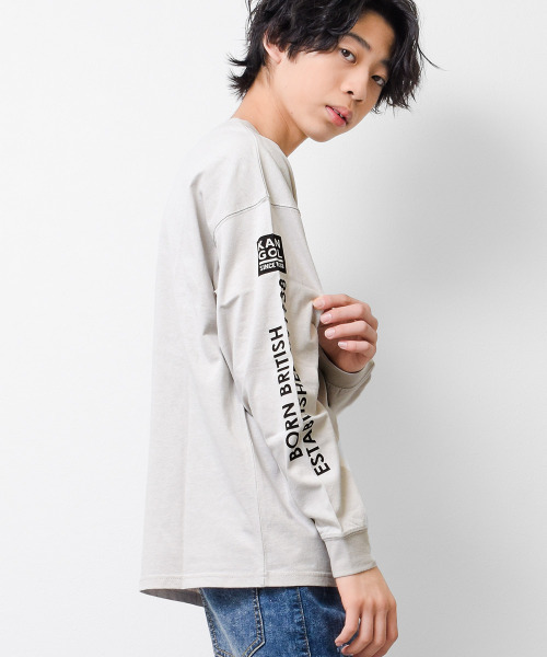 KANGOL KIDS（カンゴールキッズ）の「KANGOL 別注袖プリントロングTシャツ（Tシャツ/カットソー・キッズ・ライトグレー/ブラック/オフホワイト・140/150/160/130/120）」の13枚目の写真