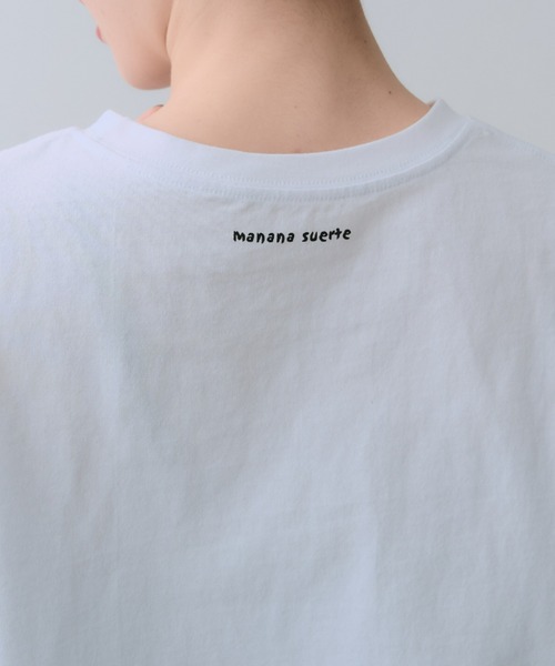 manana suerte(マニャーナスエルテ)の「モノトーンCATモチーフTシャツ(Tシャツ/カットソー・レディース・ホワイト・FREE)」の4枚目の写真