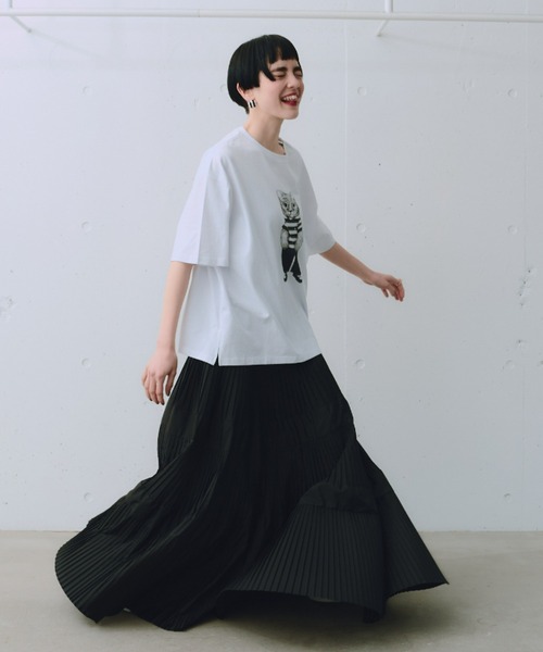 manana suerte(マニャーナスエルテ)の「モノトーンCATモチーフTシャツ(Tシャツ/カットソー・レディース・ホワイト・FREE)」の8枚目の写真