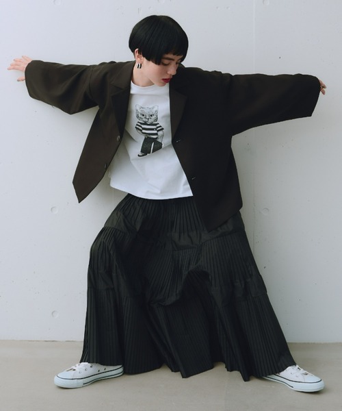 manana suerte(マニャーナスエルテ)の「モノトーンCATモチーフTシャツ(Tシャツ/カットソー・レディース・ホワイト・FREE)」の12枚目の写真