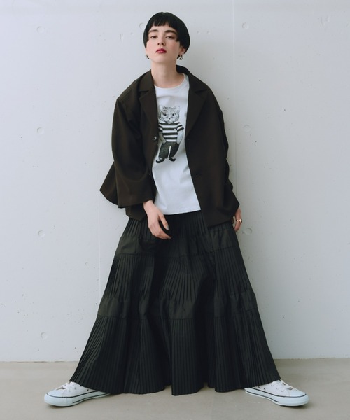 manana suerte(マニャーナスエルテ)の「モノトーンCATモチーフTシャツ(Tシャツ/カットソー・レディース・ホワイト・FREE)」の19枚目の写真