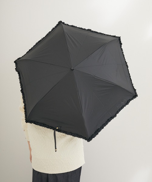 nifty colors（ニフティーカラーズ）の「【KATHARINE ROSS】nifty colors 最強の完全遮光 晴雨兼用 ヒートカットフリルPU折りたたみ日傘 WEB限定（折りたたみ傘・レディース・ブラック/ネイビー/ベージュ/アイボリー・MEDIUM）」の8枚目の写真