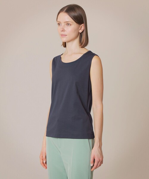 MACKINTOSH LONDON（マッキントッシュ ロンドン）の「【SUPER FINE LAB.】パウダーシュガーコットンノースリーブプルオーバー（Tシャツ/カットソー・レディース・オフホワイト/ネイビー・38）」の3枚目の写真