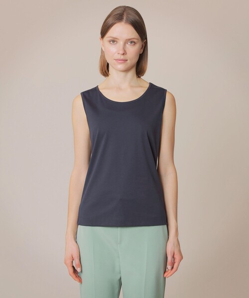 MACKINTOSH LONDON（マッキントッシュ ロンドン）の「【SUPER FINE LAB.】パウダーシュガーコットンノースリーブプルオーバー（Tシャツ/カットソー・レディース・オフホワイト/ネイビー・38）」の4枚目の写真