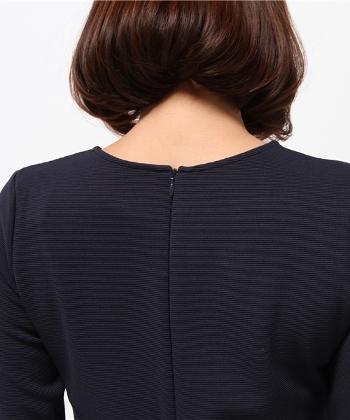 OUTLET（アウトレット）の「【Chez toi】リップルSTR切替ワンピース（ワンピース・レディース・ネイビー/オフホワイト・FREE）」の3枚目の写真
