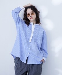 【WOMEN】クレリックバンドドレス シャツ