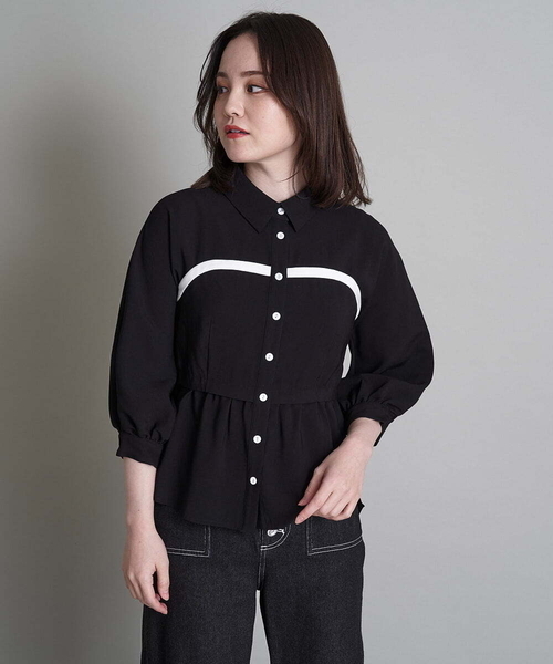 A de a.v.v(アードアー・ヴェ・ヴェ)の「レイヤードバイカラーブラウス(シャツ/ブラウス・レディース・ブラック/ベージュ・36/38)」の10枚目の写真