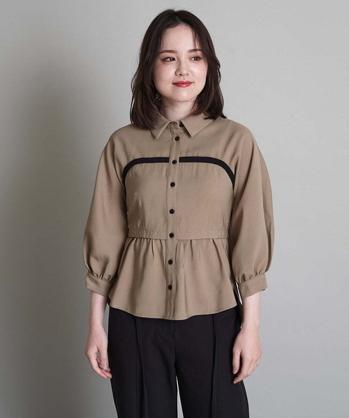 A de a.v.v(アードアー・ヴェ・ヴェ)の「レイヤードバイカラーブラウス(シャツ/ブラウス・レディース・ブラック/ベージュ・36/38)」の11枚目の写真