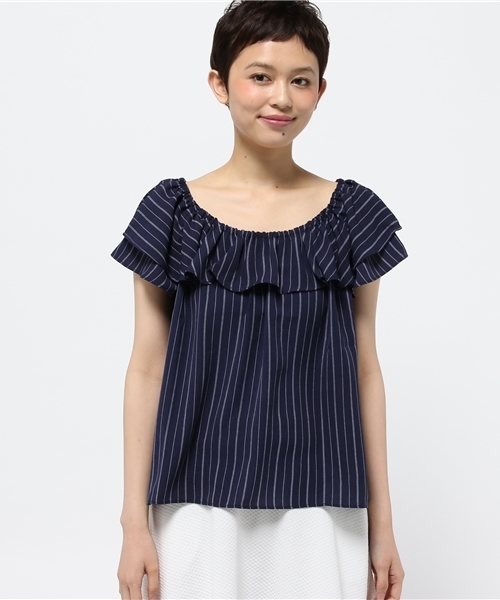 one after another NICE CLAUP(ワンアフターアナザーナイスクラップ)の「【ナイスクラップ】ストライプひらりブラウス(シャツ/ブラウス・レディース・サックスブルー/ネイビー/オフホワイト・FREE)」の6枚目の写真