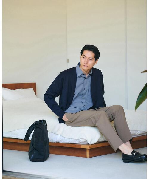 green label relaxing（グリーンレーベルリラクシング）の「リネンポリエステル プレーティング Vネックカーディガン-ウォッシャブル-（Tシャツ/カットソー・メンズ・ネイビー/グレー・XL/S/M/L）」の7枚目の写真