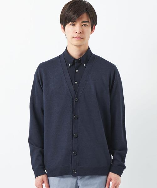 green label relaxing（グリーンレーベルリラクシング）の「リネンポリエステル プレーティング Vネックカーディガン-ウォッシャブル-（Tシャツ/カットソー・メンズ・ネイビー/グレー・XL/S/M/L）」の11枚目の写真