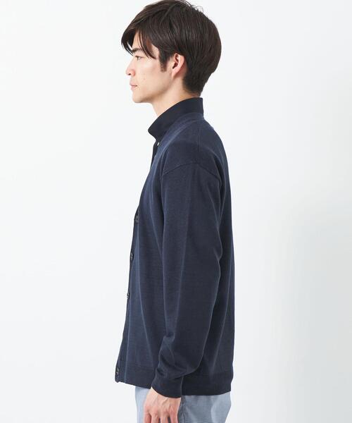 green label relaxing（グリーンレーベルリラクシング）の「リネンポリエステル プレーティング Vネックカーディガン-ウォッシャブル-（Tシャツ/カットソー・メンズ・ネイビー/グレー・XL/S/M/L）」の13枚目の写真