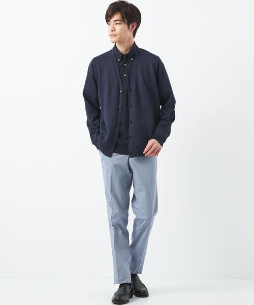 green label relaxing（グリーンレーベルリラクシング）の「リネンポリエステル プレーティング Vネックカーディガン-ウォッシャブル-（Tシャツ/カットソー・メンズ・ネイビー/グレー・XL/S/M/L）」の3枚目の写真