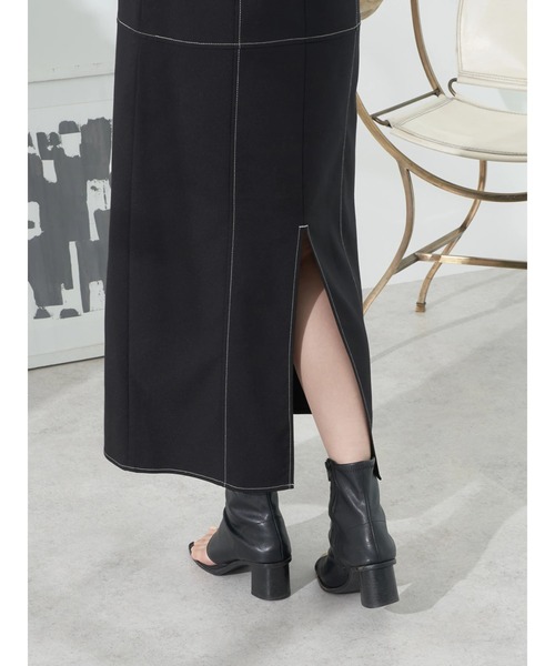 earth music&ecology(アースミュージックアンドエコロジー)の「配色ステッチパフスリーブワンピース(ワンピース・レディース・ブラック/サックスブルー/モカ・S/M)」の11枚目の写真