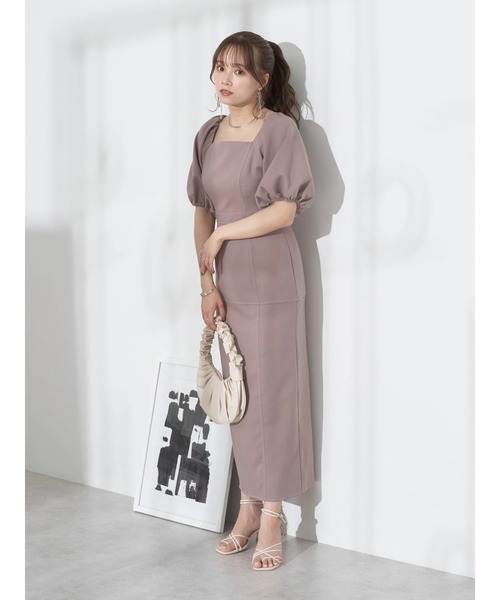 earth music&ecology(アースミュージックアンドエコロジー)の「配色ステッチパフスリーブワンピース(ワンピース・レディース・ブラック/サックスブルー/モカ・S/M)」の13枚目の写真