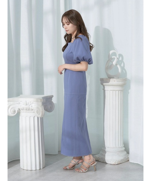 earth music&ecology(アースミュージックアンドエコロジー)の「配色ステッチパフスリーブワンピース(ワンピース・レディース・ブラック/サックスブルー/モカ・S/M)」の18枚目の写真