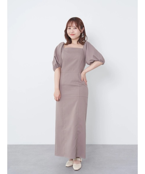 earth music&ecology(アースミュージックアンドエコロジー)の「配色ステッチパフスリーブワンピース(ワンピース・レディース・ブラック/サックスブルー/モカ・S/M)」の20枚目の写真