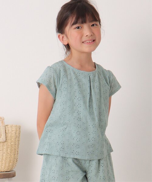 ikka(イッカ)の「【セットアップ対応】コットンレースブラウス(120~160cm)(シャツ/ブラウス・キッズ・チャコールグレー/ミント・120/130/140/150/160)」の3枚目の写真
