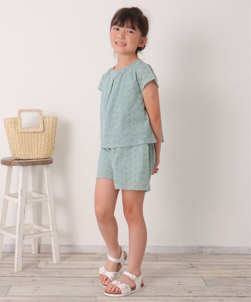 ikka(イッカ)の「【セットアップ対応】コットンレースブラウス(120~160cm)(シャツ/ブラウス・キッズ・チャコールグレー/ミント・120/130/140/150/160)」の5枚目の写真