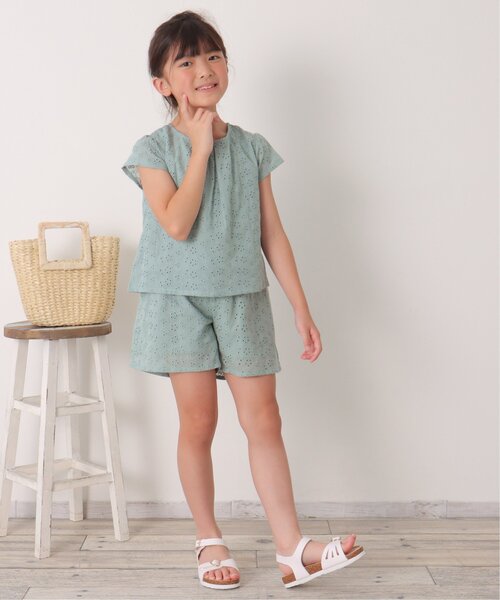 ikka(イッカ)の「【セットアップ対応】コットンレースブラウス(120~160cm)(シャツ/ブラウス・キッズ・チャコールグレー/ミント・120/130/140/150/160)」の6枚目の写真