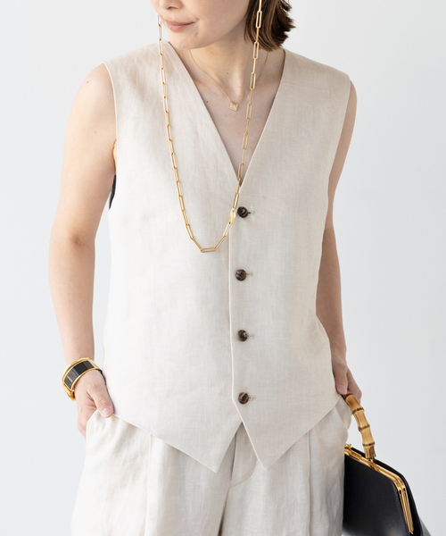 Deuxieme Classe（ドゥーズィエムクラス）の「* Dashingly ベスト（ベスト・レディース・ホワイト/チョコ・FREE）」の2枚目の写真