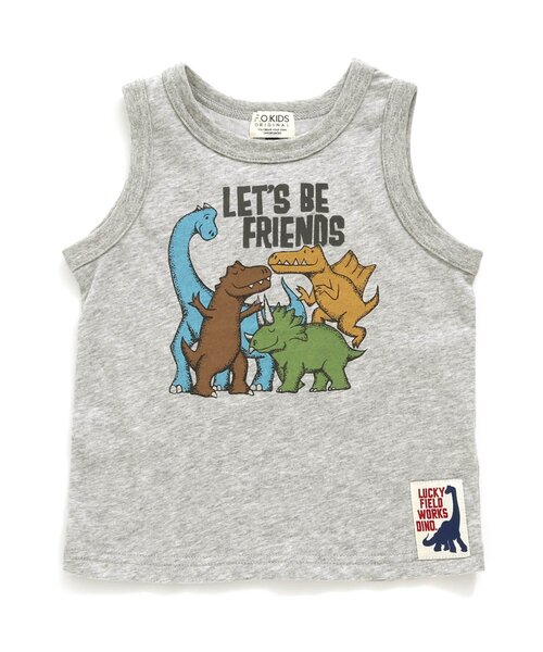 F.O.KIDS(エフオーキッズ)の「DINOSAUR ノースリーブ_吸水速乾_接触冷感(タンクトップ・キッズ・グレー/カーキ/ブラウン・80/90/95/100/110/120/130/140)」の2枚目の写真