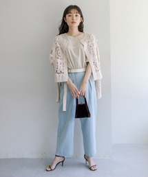 PUAL CE CIN | 綿麻デニムベルト付きパンツ(デニムパンツ)