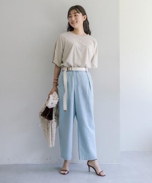 PUAL CE CIN（ピュアルセシン）の「綿麻デニムベルト付きパンツ（デニムパンツ・レディース・サックスブルー/ブルー・FREE）」の17枚目の写真