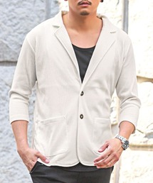 LUXSTYLE（ラグスタイル）の「テレコ7分袖テーラードジャケット（テーラードジャケット）」