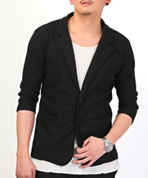 LUXSTYLE（ラグスタイル）の「テレコ7分袖テーラードジャケット（テーラードジャケット）」