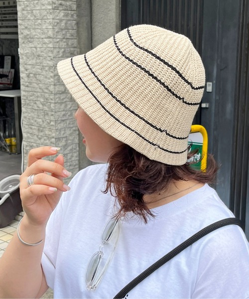 CPCM(シーピーシーエム)の「ラインニットハット(ハット・メンズ・アイボリー/ブラック/ベージュ・FREE)」の2枚目の写真