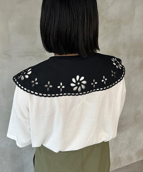 kutir(クティール)の「フラワー刺繍付け襟(付け襟・レディース・ブラック/ホワイト・FREE)」の10枚目の写真